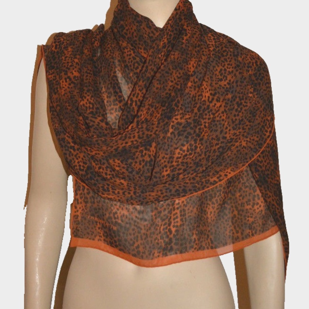 AUTHENTIC BURBERRY ANIMAL PRINT GEORGETTE SILK SCARF WRAP
